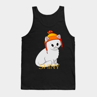 Shiny White Cat Tank Top